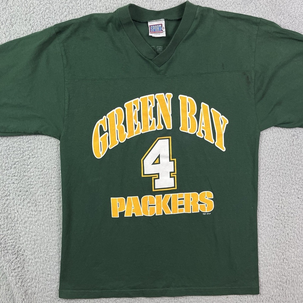 Vintage Green Bay‎ Packers Brett Favre #4 Sport Attack NFL T Shirt Sz Large